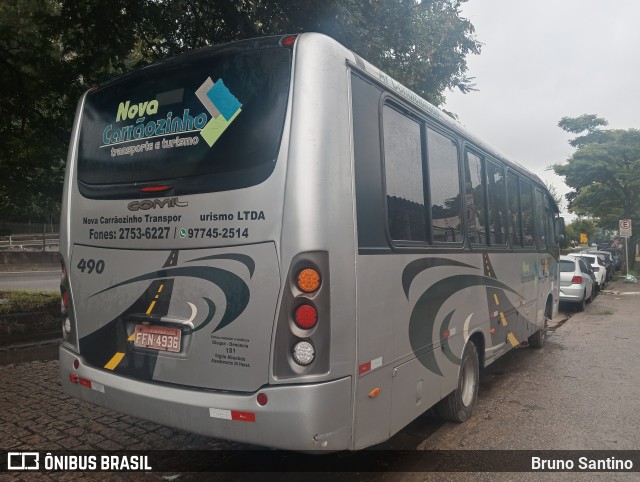 Nova Carrãozinho Transporte e Turismo 490 na cidade de Taboão da Serra, São Paulo, Brasil, por Bruno Santino. ID da foto: 11960652.