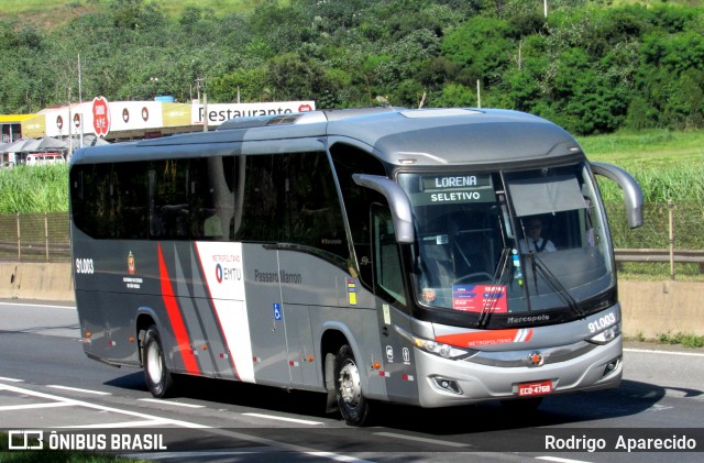 Empresa de Ônibus Pássaro Marron 91.003 na cidade de Aparecida, São Paulo, Brasil, por Rodrigo  Aparecido. ID da foto: 11964645.