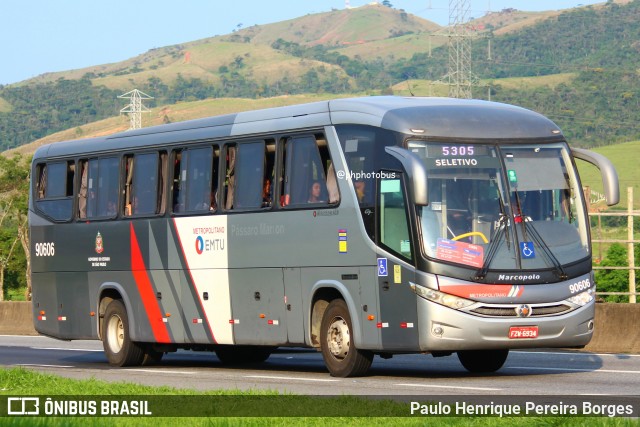 Empresa de Ônibus Pássaro Marron 90606 na cidade de Roseira, São Paulo, Brasil, por Paulo Henrique Pereira Borges. ID da foto: 11975508.