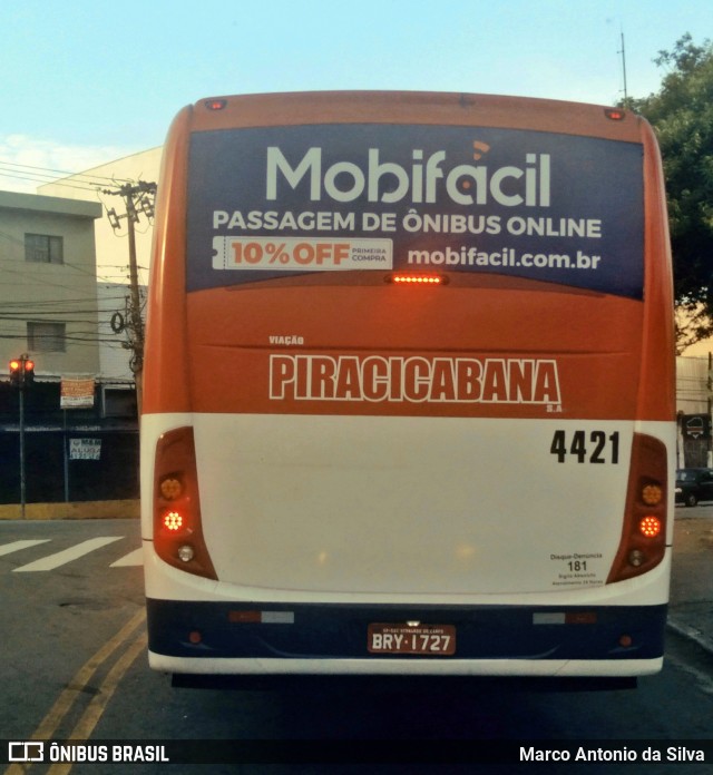 Viação Piracicabana 4421 na cidade de São Bernardo do Campo, São Paulo, Brasil, por Marco Antonio da Silva. Número da foto: #11984975.
