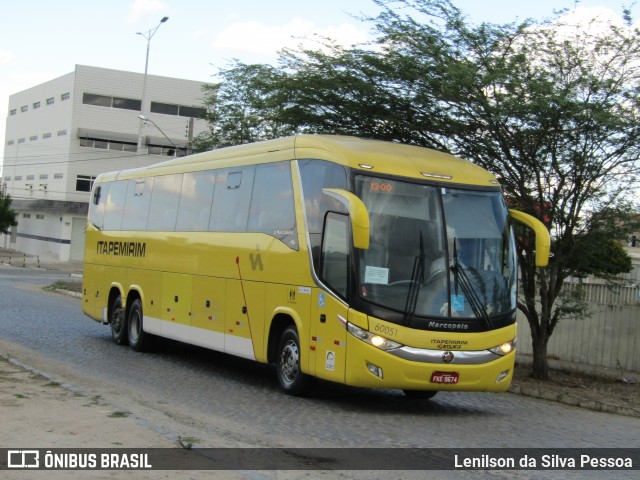 Viação Itapemirim 60051 na cidade de Caruaru, Pernambuco, Brasil, por Lenilson da Silva Pessoa. ID da foto: 11921172.