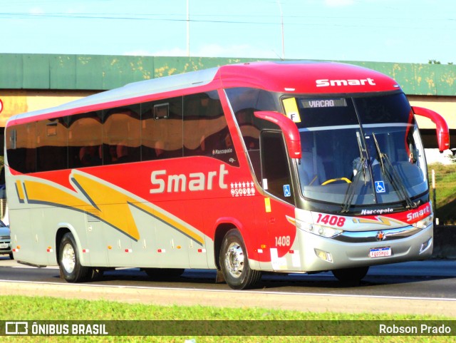 Viação Smart Transporte e Turismo 1408 na cidade de São José dos Campos, São Paulo, Brasil, por Robson Prado. ID da foto: 11922189.