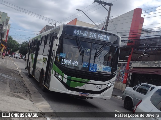 Empresa de Ônibus Vila Galvão 2447 na cidade de Guarulhos, São Paulo, Brasil, por Rafael Lopes de Oliveira. ID da foto: 11921861.