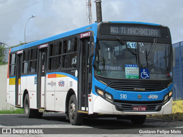 Consórcio Recife 510 na cidade de Recife, Pernambuco, Brasil, por Gustavo Felipe Melo. ID da foto: 11927976.