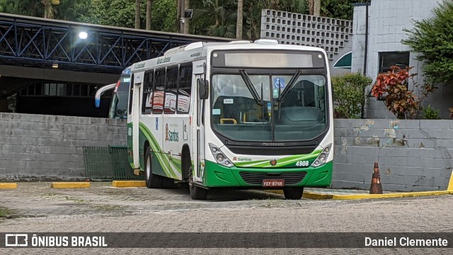 Viação Piracicabana Santos 4908 na cidade de Santos, São Paulo, Brasil, por Daniel Clemente. ID da foto: 11926412.