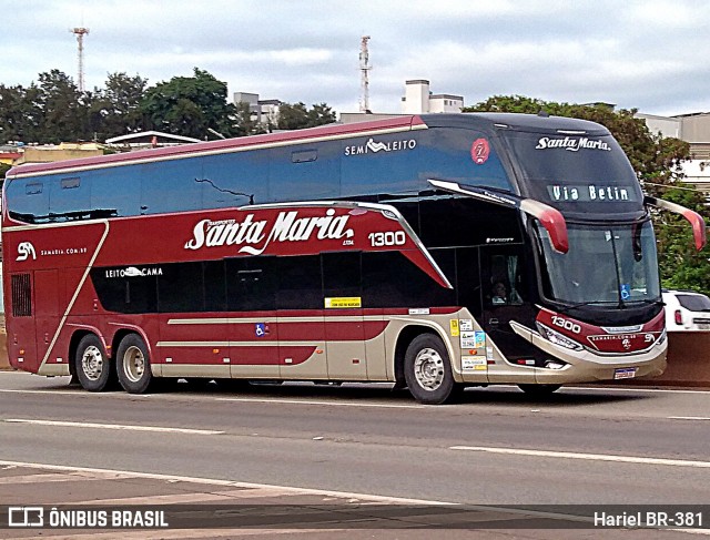 Santa Maria Fretamento e Turismo 1300 na cidade de Betim, Minas Gerais, Brasil, por Hariel BR-381. ID da foto: 12009123.