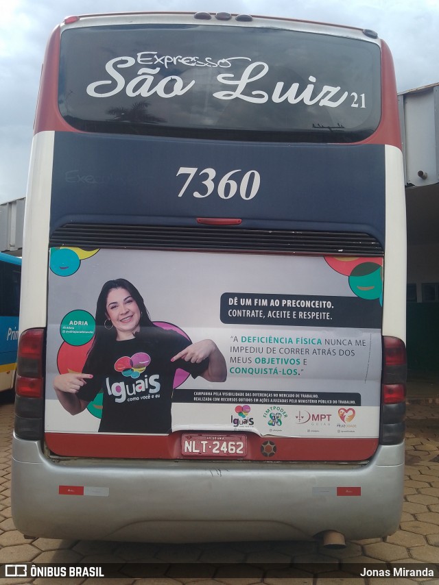 Expresso São Luiz 7360 na cidade de Quirinópolis, Goiás, Brasil, por Jonas Miranda. Número da foto: #12009062.