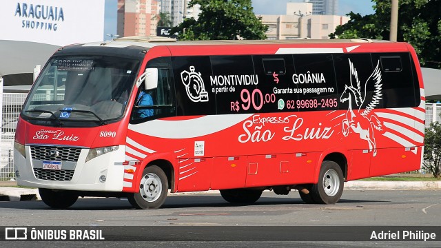Expresso São Luiz 8090 na cidade de Goiânia, Goiás, Brasil, por Adriel Philipe. Número da foto: #12007712.