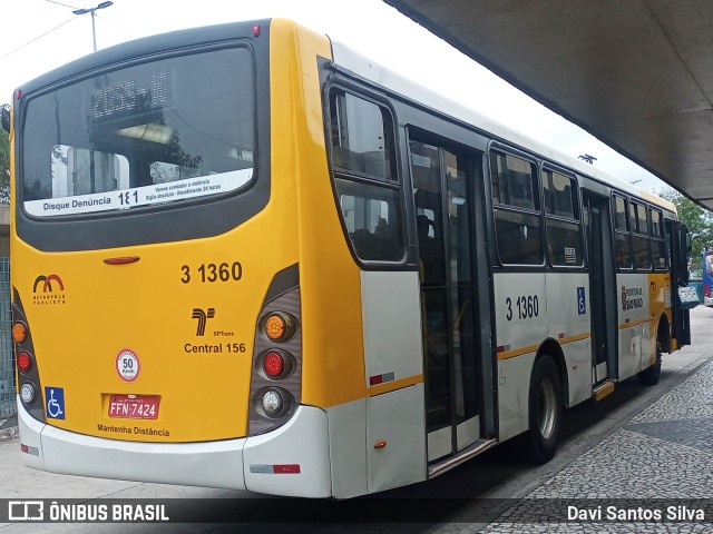 Viação Metrópole Paulista - Zona Leste 3 1360 na cidade de São Paulo, São Paulo, Brasil, por Davi Santos Silva. Número da foto: #12007582.