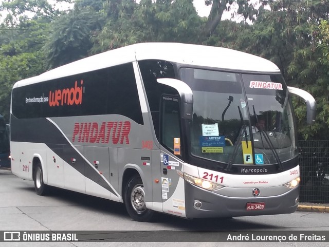 Pindatur Transporte e Turismo 2111 na cidade de São Paulo, São Paulo, Brasil, por André Lourenço de Freitas. ID da foto: 12010957.