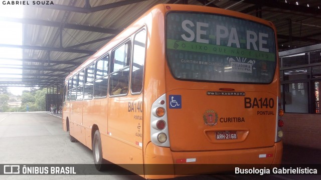 Transporte Coletivo Glória BA140 na cidade de Curitiba, Paraná, Brasil, por Busologia Gabrielística. ID da foto: 12011756.