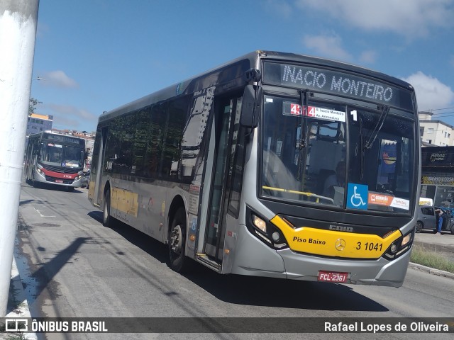 Viação Metrópole Paulista - Zona Leste 3 1041 na cidade de São Paulo, São Paulo, Brasil, por Rafael Lopes de Oliveira. ID da foto: 12014086.