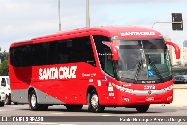 Viação Santa Cruz 22118 na cidade de São Paulo, São Paulo, Brasil, por Paulo Henrique Pereira Borges. ID da foto: 12015090.