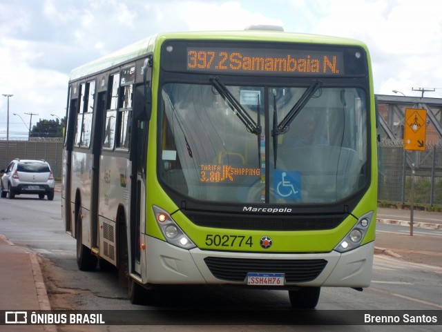 BsBus Mobilidade 502774 na cidade de Ceilândia, Distrito Federal, Brasil, por Brenno Santos. ID da foto: 12013538.