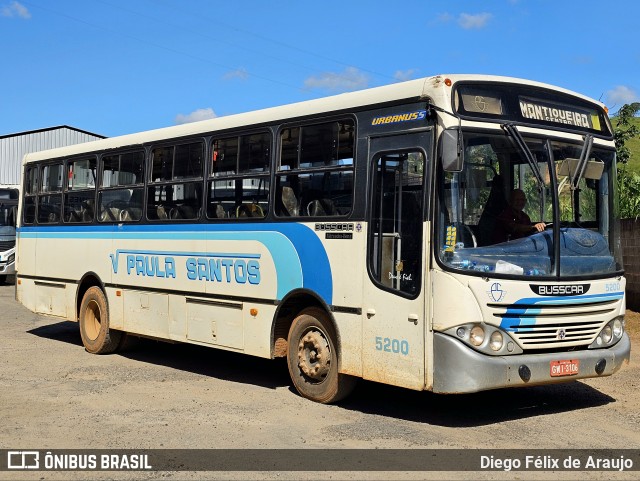 Viação Paula Santos 5200 na cidade de Santos Dumont, Minas Gerais, Brasil, por Diego Félix de Araujo. ID da foto: 12014957.