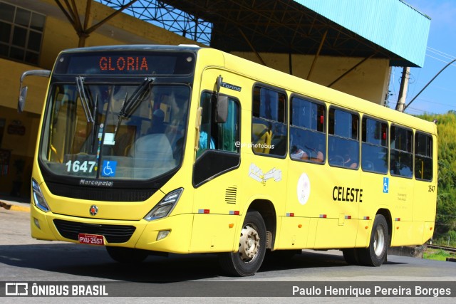 Viação Celeste 1647 na cidade de Santos Dumont, Minas Gerais, Brasil, por Paulo Henrique Pereira Borges. ID da foto: 12017892.