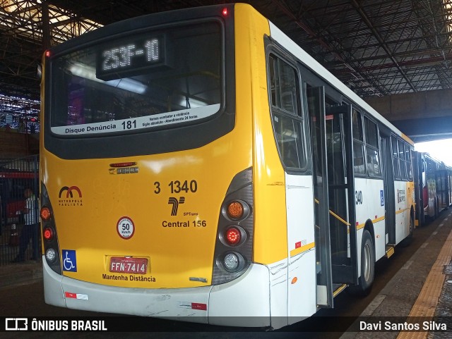 Viação Metrópole Paulista - Zona Leste 3 1340 na cidade de São Paulo, São Paulo, Brasil, por Davi Santos Silva. Número da foto: #12021990.
