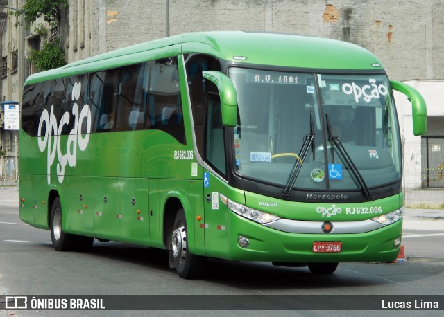 Opção Fretamento e Turismo RJ 632.006 na cidade de Rio de Janeiro, Rio de Janeiro, Brasil, por Lucas Lima. Número da foto: #12030033.