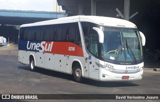 Unesul de Transportes 5216 na cidade de Porto Alegre, Rio Grande do Sul, Brasil, por David Verissimo Jsauro. ID da foto: 12028048.