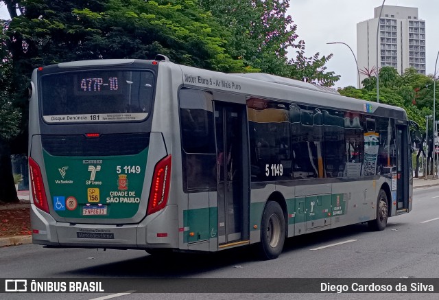 Via Sudeste Transportes S.A. 5 1149 na cidade de São Paulo, São Paulo, Brasil, por Diego Cardoso da Silva. ID da foto: 12032281.