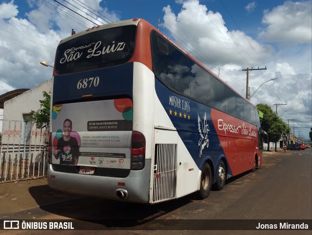 Expresso São Luiz 6870 na cidade de Quirinópolis, Goiás, Brasil, por Jonas Miranda. ID da foto: 11990588.