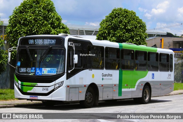 Empresa de Ônibus Vila Galvão 2418 na cidade de Guarulhos, São Paulo, Brasil, por Paulo Henrique Pereira Borges. ID da foto: 12038544.