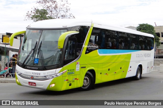 Costa Verde Transportes RJ 217.032 na cidade de Rio de Janeiro, Rio de Janeiro, Brasil, por Paulo Henrique Pereira Borges. Número da foto: #12041648.