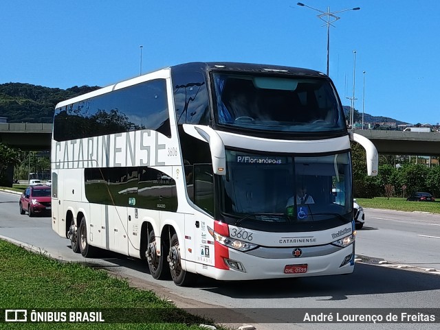 Auto Viação Catarinense 3606 na cidade de Florianópolis, Santa Catarina, Brasil, por André Lourenço de Freitas. ID da foto: 12043768.