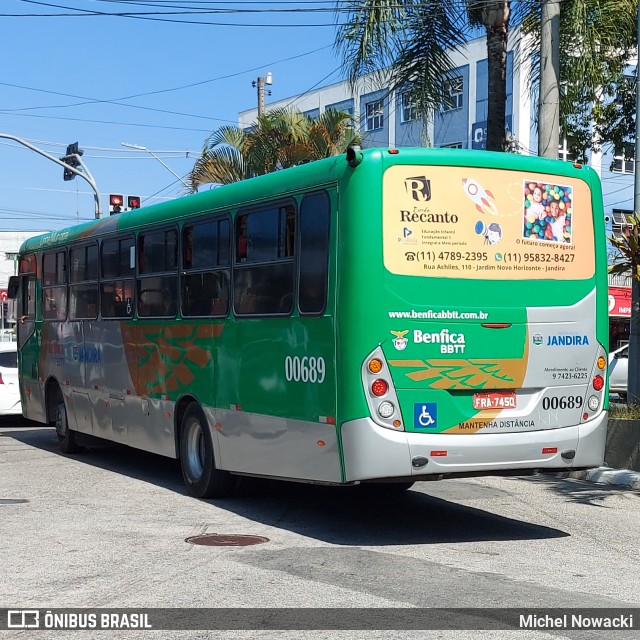 BBTT - Benfica Barueri Transporte e Turismo 00689 na cidade de Jandira, São Paulo, Brasil, por Michel Nowacki. ID da foto: 12043458.