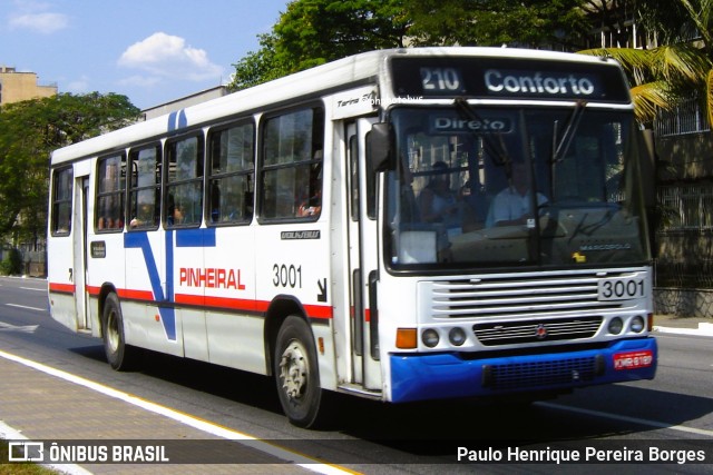 Viação Pinheiral 3001 na cidade de Volta Redonda, Rio de Janeiro, Brasil, por Paulo Henrique Pereira Borges. ID da foto: 12054682.