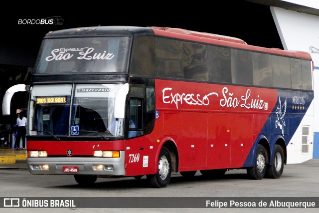 Expresso São Luiz 7260 na cidade de Goiânia, Goiás, Brasil, por Felipe Pessoa de Albuquerque. Número da foto: #12058007.