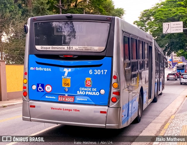 Viação Paratodos > São Jorge > Metropolitana São Paulo > Mobibrasil 6 3017 na cidade de São Paulo, São Paulo, Brasil, por Italo Matheus. Número da foto: #12056688.