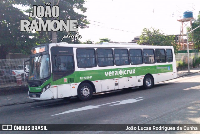 Viação Vera Cruz RJ 205.091 na cidade de Rio de Janeiro, Rio de Janeiro, Brasil, por João Lucas Rodrigues da Cunha. ID da foto: 11990727.