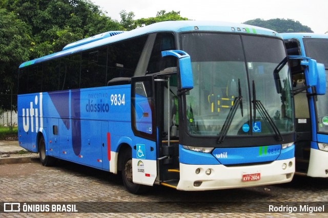 UTIL - União Transporte Interestadual de Luxo 9834 na cidade de Rio de Janeiro, Rio de Janeiro, Brasil, por Rodrigo Miguel. Número da foto: #12062233.