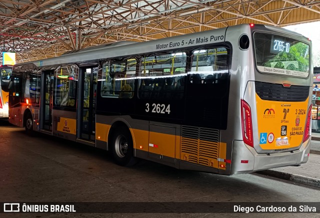 Viação Metrópole Paulista - Zona Leste 3 2624 na cidade de São Paulo, São Paulo, Brasil, por Diego Cardoso da Silva. ID da foto: 11996067.