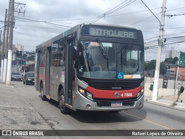 Pêssego Transportes 4 7808 na cidade de São Paulo, São Paulo, Brasil, por Rafael Lopes de Oliveira. Número da foto: #12000264.