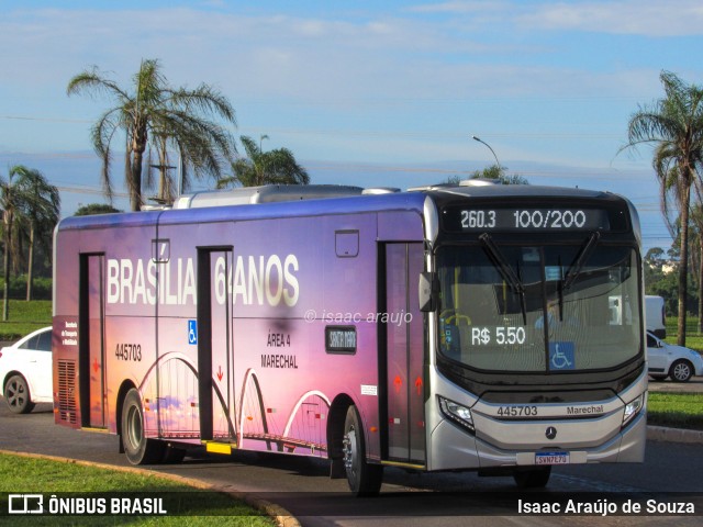 Auto Viação Marechal Brasília 445703 na cidade de Samambaia, Distrito Federal, Brasil, por Isaac Araújo de Souza. Número da foto: #12005482.