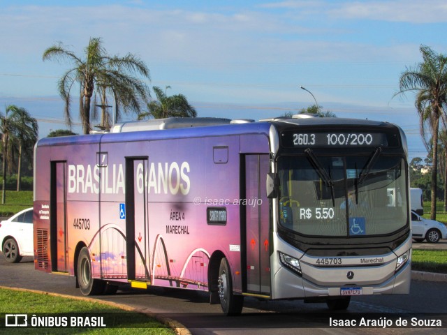 Auto Viação Marechal Brasília 445703 na cidade de Samambaia, Distrito Federal, Brasil, por Isaac Araújo de Souza. ID da foto: 12005482.