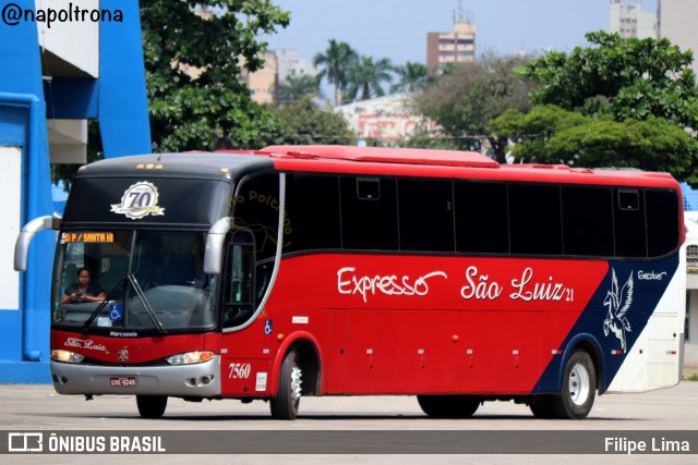 Expresso São Luiz 7560 na cidade de Goiânia, Goiás, Brasil, por Filipe Lima. Número da foto: #12064643.