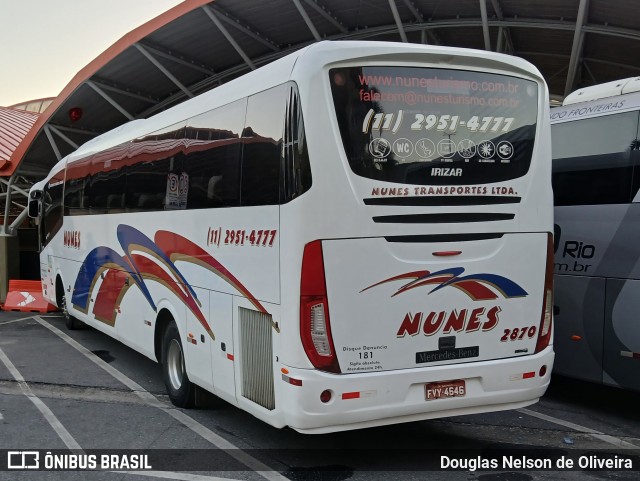 Nunes Turismo 2870 na cidade de Aparecida, São Paulo, Brasil, por Douglas Nelson de Oliveira. Número da foto: #12092275.