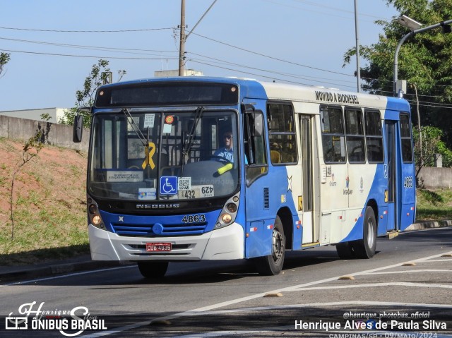 Onicamp Transporte Coletivo 4863 na cidade de Campinas, São Paulo, Brasil, por Henrique Alves de Paula Silva. Número da foto: #12093738.