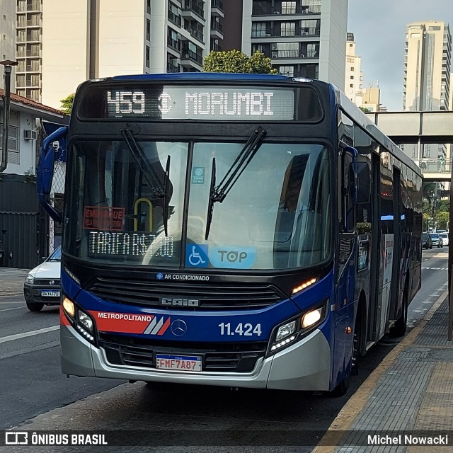 Viação Pirajuçara 11.424 na cidade de São Paulo, São Paulo, Brasil, por Michel Nowacki. Número da foto: #12100063.