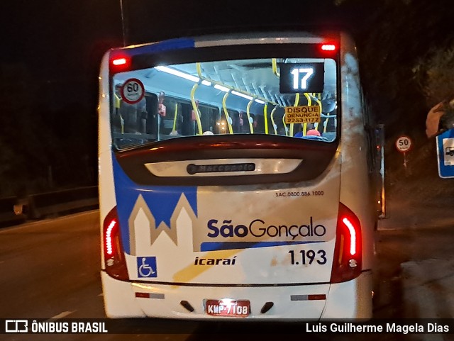 Icaraí Auto Transportes 1.193 na cidade de São Gonçalo, Rio de Janeiro, Brasil, por Luis Guilherme Magela Dias. Número da foto: #12103628.