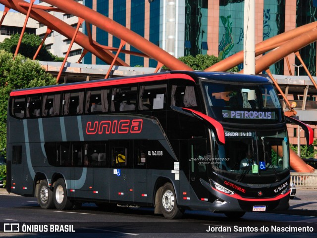 Transportes Única Petrópolis RJ 163.008 na cidade de Rio de Janeiro, Rio de Janeiro, Brasil, por Jordan Santos do Nascimento. Número da foto: #12102409.