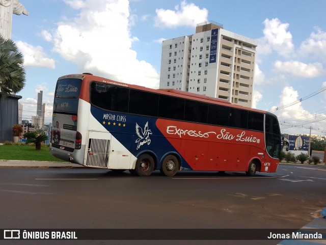 Expresso São Luiz 6870 na cidade de Rio Verde, Goiás, Brasil, por Jonas Miranda. Número da foto: #12112974.