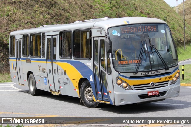Viação Barra do Piraí Turismo RJ 113.018 na cidade de Piraí, Rio de Janeiro, Brasil, por Paulo Henrique Pereira Borges. Número da foto: #12113745.