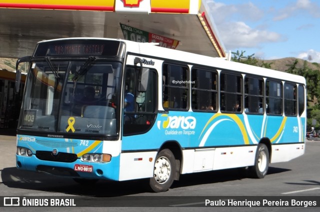 TRANSA - Transa Transporte Coletivo 742 na cidade de Três Rios, Rio de Janeiro, Brasil, por Paulo Henrique Pereira Borges. Número da foto: #12115491.