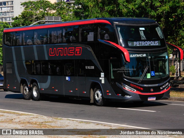 Transportes Única Petrópolis RJ 163.008 na cidade de Rio de Janeiro, Rio de Janeiro, Brasil, por Jordan Santos do Nascimento. Número da foto: #12118868.