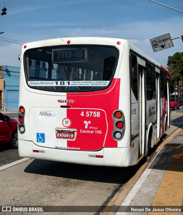 Allibus Transportes 4 5758 na cidade de São Paulo, São Paulo, Brasil, por Renan De Jesus Oliveira. Número da foto: #12116862.