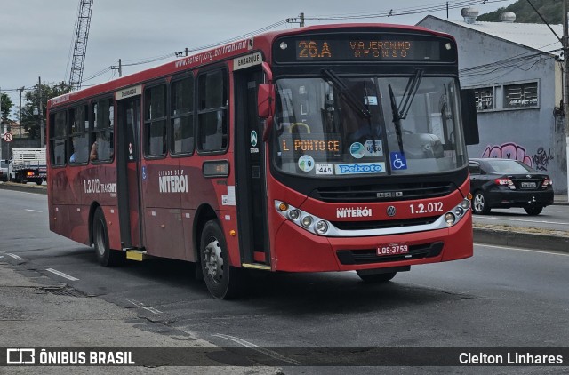 Transportes Peixoto 1.2.012 na cidade de Niterói, Rio de Janeiro, Brasil, por Cleiton Linhares. Número da foto: #12119223.